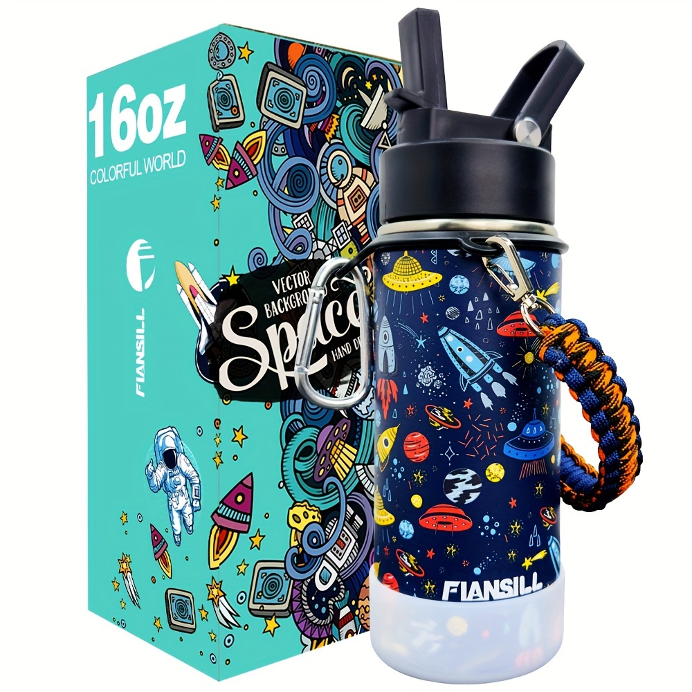 16oz Kids Vacuum Insulated Water Bottle — Flip Straw Lid