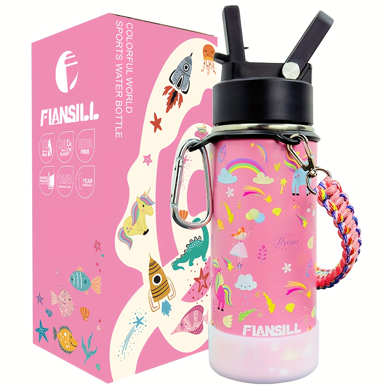 16oz Kids Vacuum Insulated Water Bottle — Flip Straw Lid - Image 8