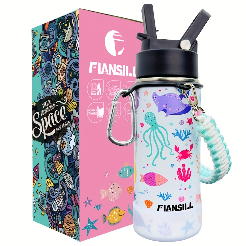 16oz Kids Vacuum Insulated Water Bottle — Flip Straw Lid - Image 9