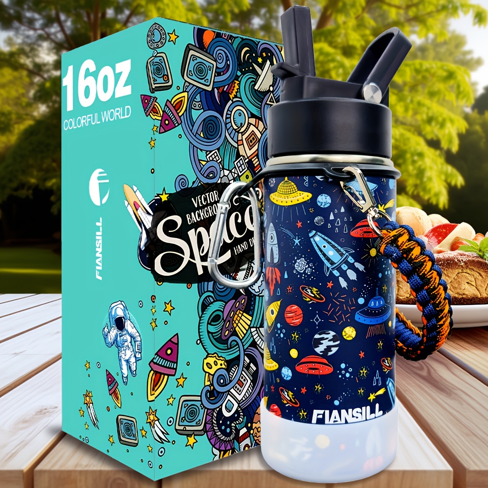 FIANSILL 16oz kids bottle with flip straw lid — product photo 09